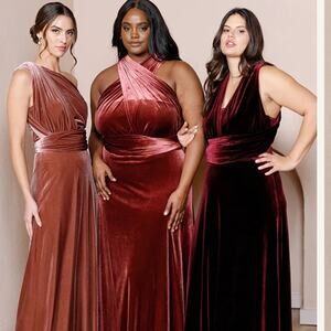 Revelry‎ Micah Convertible Velvet Rust Dress Medium